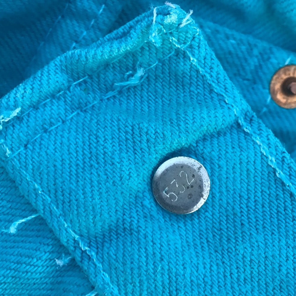 Levi's Vibrant Turquoise Straight Jeans vintage yr 84 USA 31/30 used conditions - Picture 9 of 16